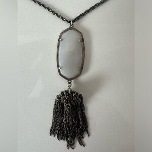 Kendra Scott Rayne Tan Banded Agate Long Tassel Necklace